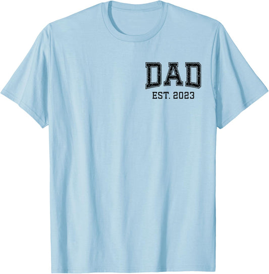 Dad Est 2023 Personalized Fathers Day New Dad Custom Husband T-Shirt - T-Shirt | Light Blue