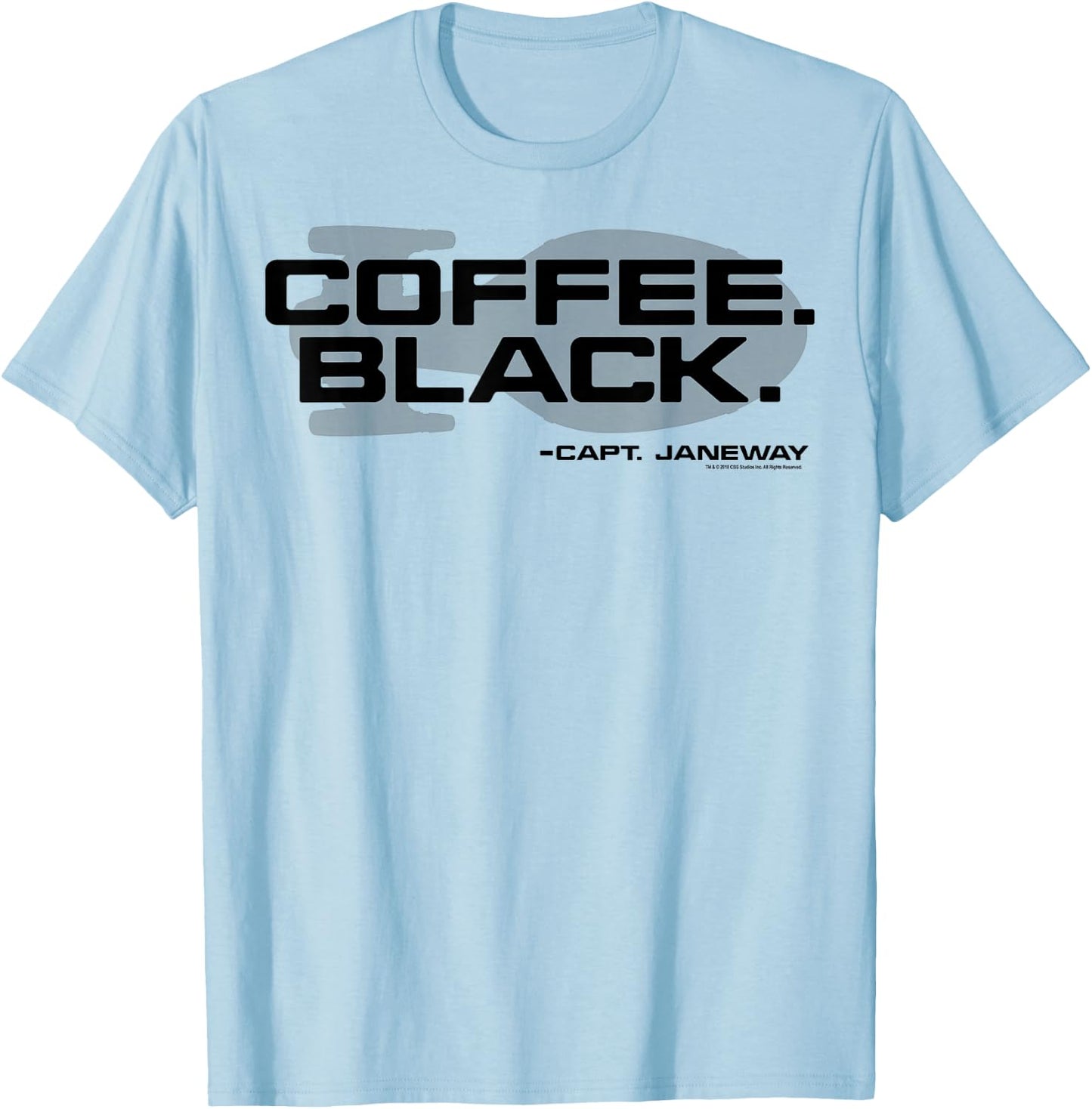 Star Trek Voyager Coffee Black Capt. Janeway T-Shirt - T-Shirt | Light Blue