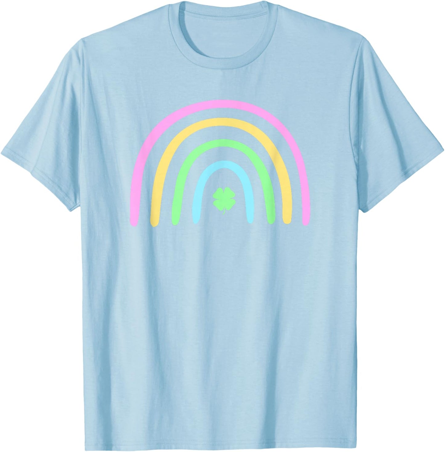 Four Leaf Clover Rainbow St Patrick's Day T-Shirt - T-Shirt | Light Blue