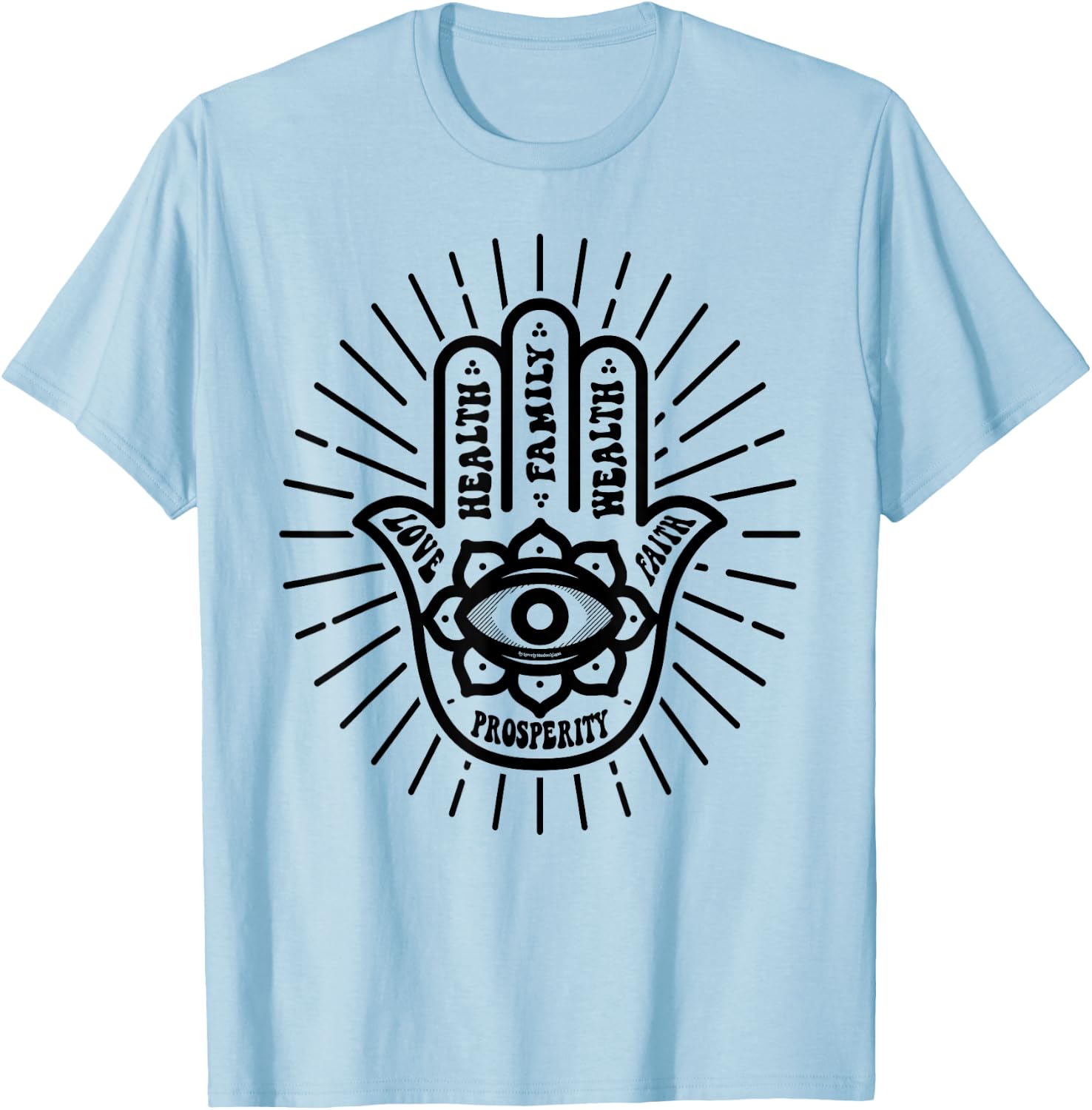 Hamsa Hand Protection Boho Spiritual Aesthetic T-Shirt - T-Shirt | Light Blue