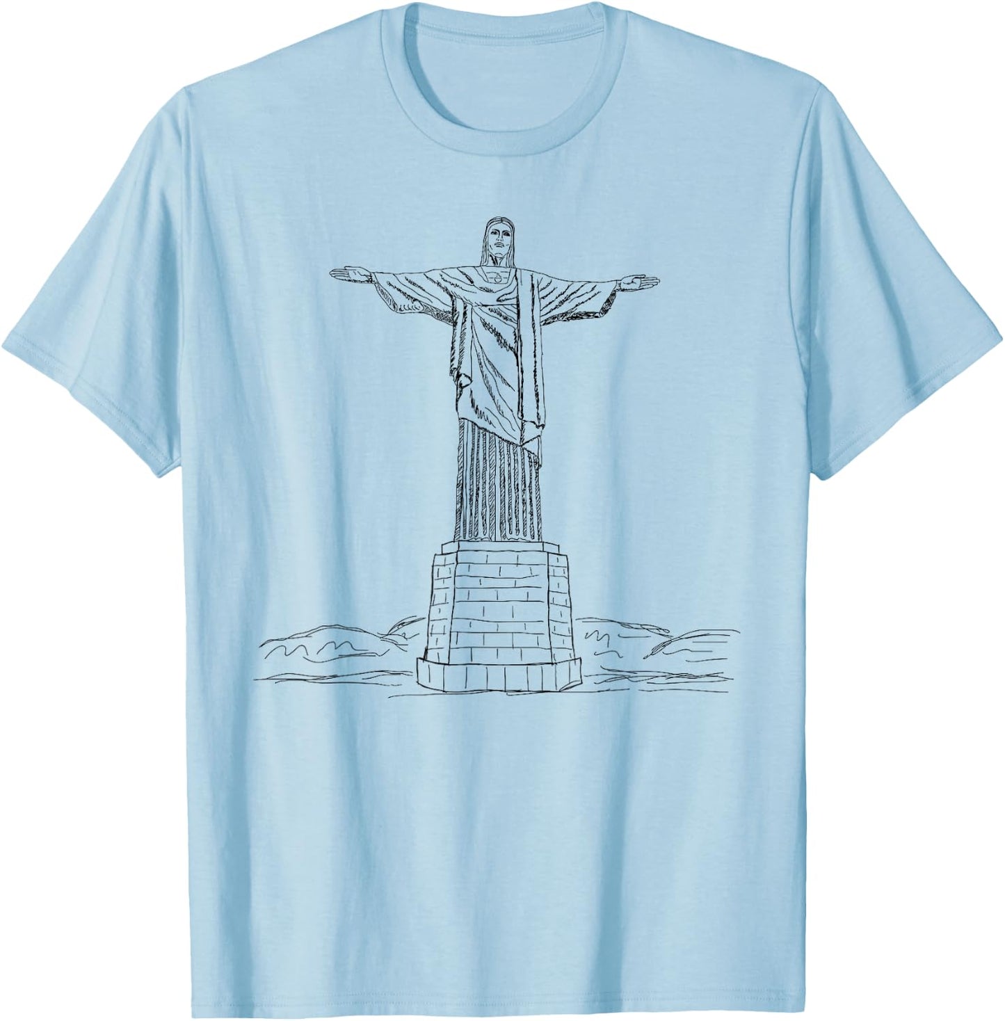 Christ the Redeemer Statue, Rio de Janeiro Brasil Christian T-Shirt - T-Shirt | Light Blue