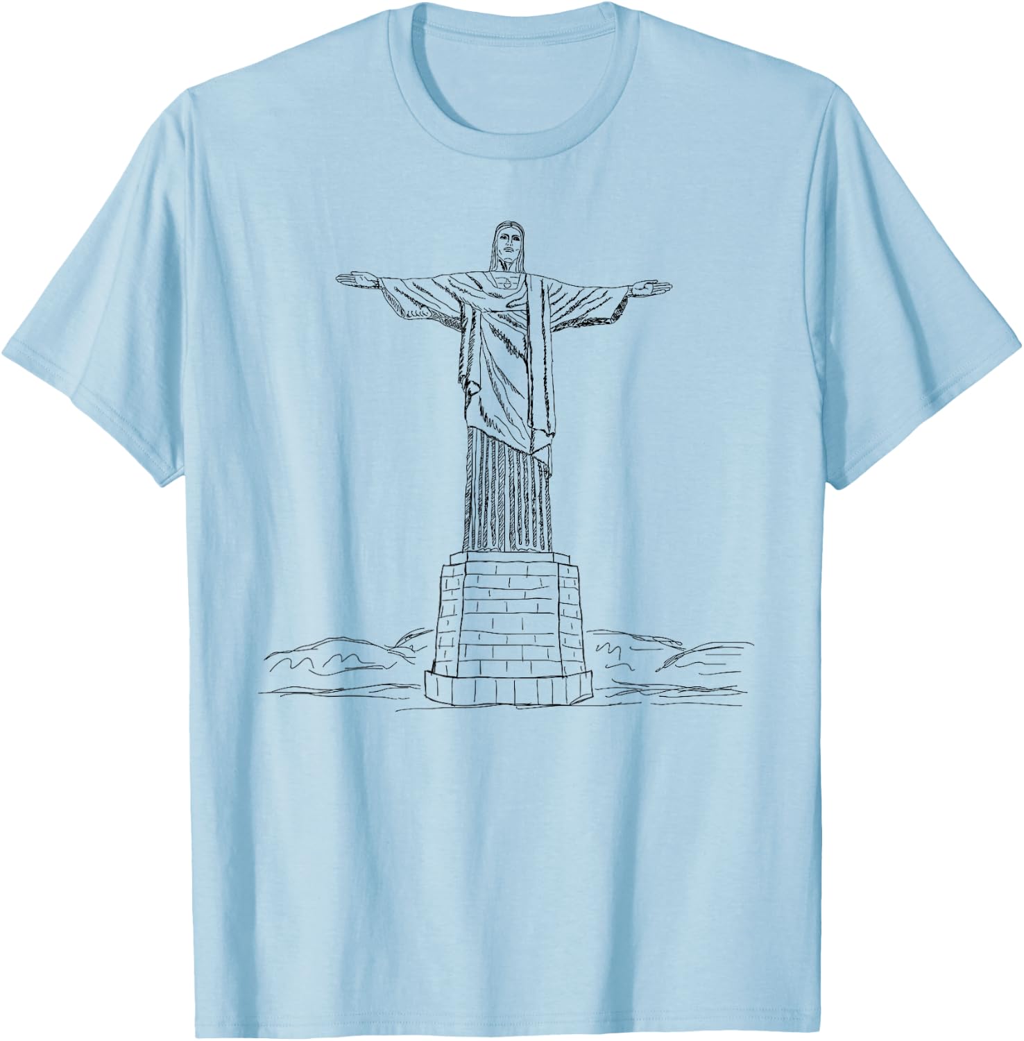 Christ the Redeemer Statue, Rio de Janeiro Brasil Christian T-Shirt - T-Shirt | Light Blue