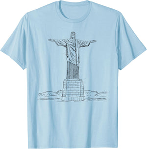 Christ the Redeemer Statue, Rio de Janeiro Brasil Christian T-Shirt - T-Shirt | Light Blue
