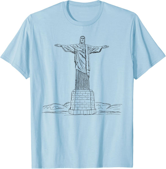 Christ the Redeemer Statue, Rio de Janeiro Brasil Christian T-Shirt - T-Shirt | Light Blue