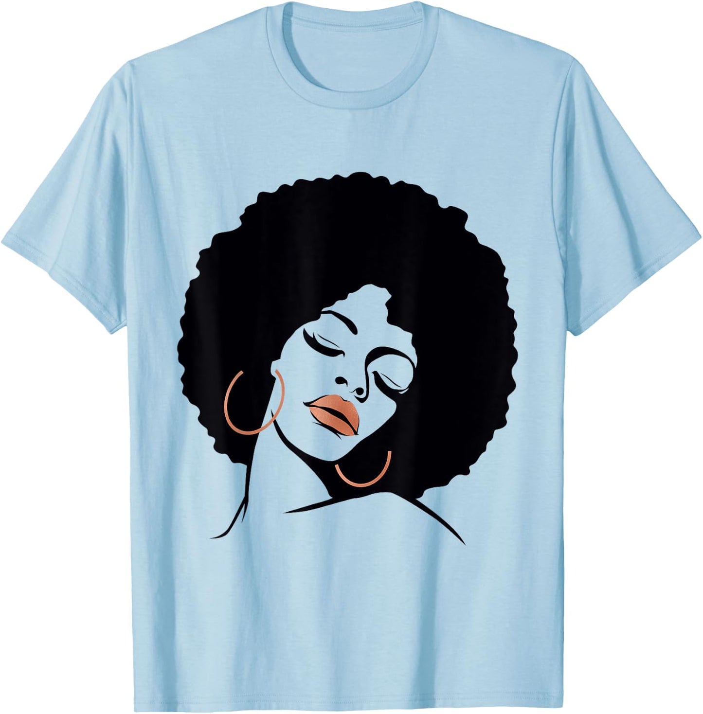 Black Girl Magic Shirt Natural Hair Afro Rose Gold Red Lips T-Shirt - T-Shirt | Light Blue
