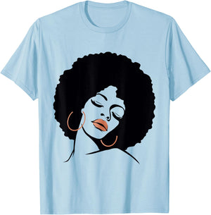 Black Girl Magic Shirt Natural Hair Afro Rose Gold Red Lips T-Shirt - T-Shirt | Light Blue