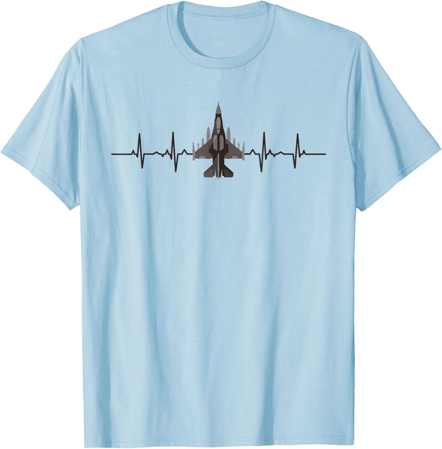 F-16 Jet Fighter Heartbeat Funny EKG Aviation Pilot Gift Men T-Shirt - T-Shirt | Light Blue