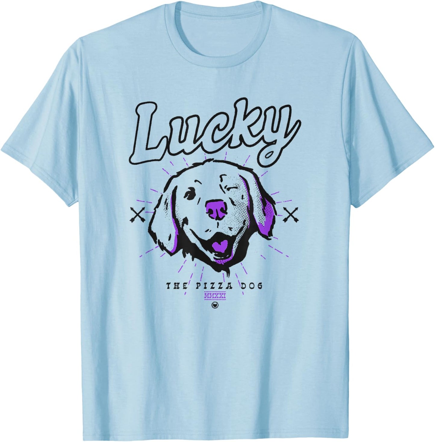 Marvel Hawkeye Disney Plus Lucky The Pizza Dog Line Art V-2 T-Shirt - T-Shirt | Light Blue