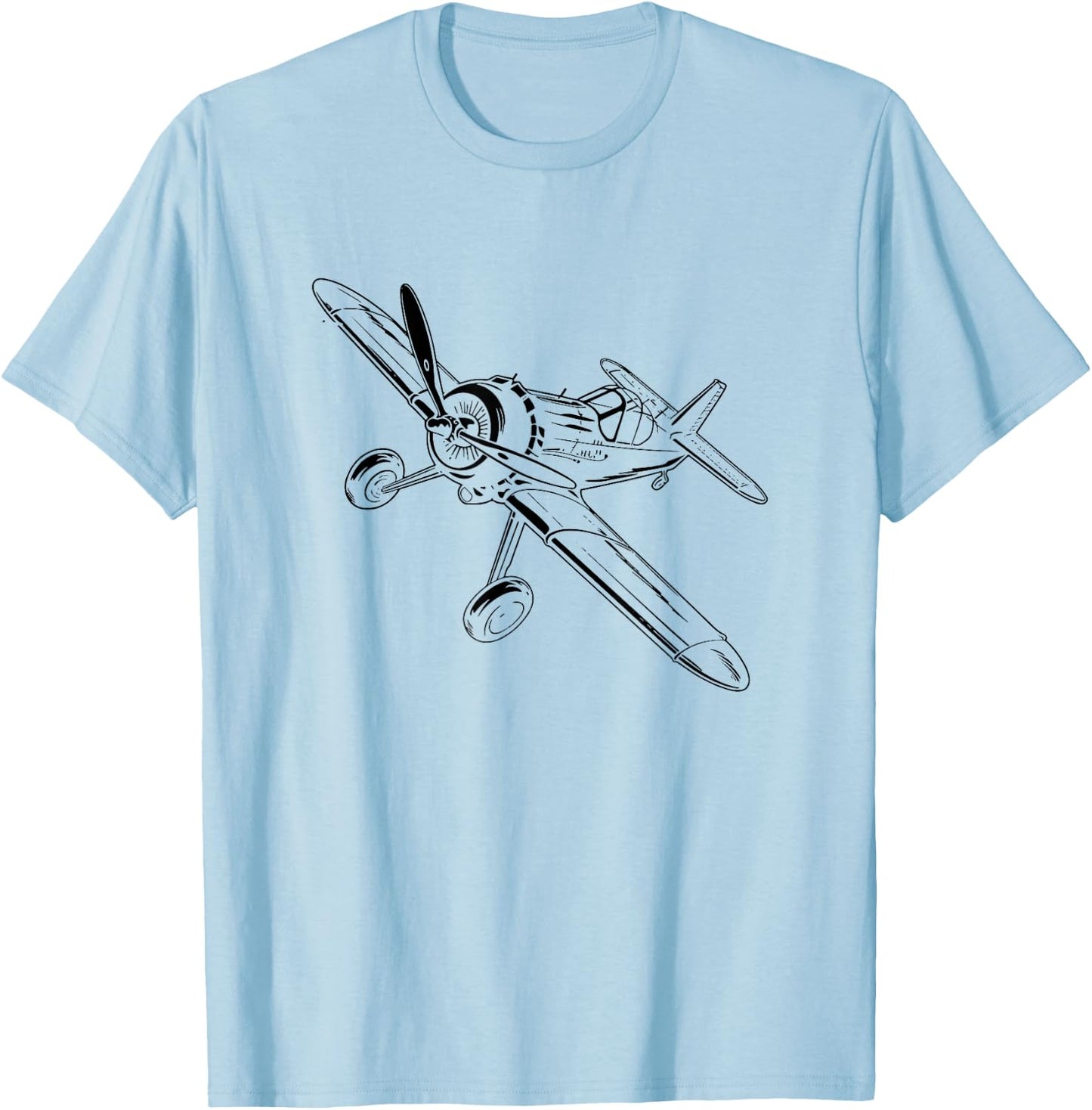 Propeller Aircraft Drawing Plane Lover T-Shirt - T-Shirt | Light Blue