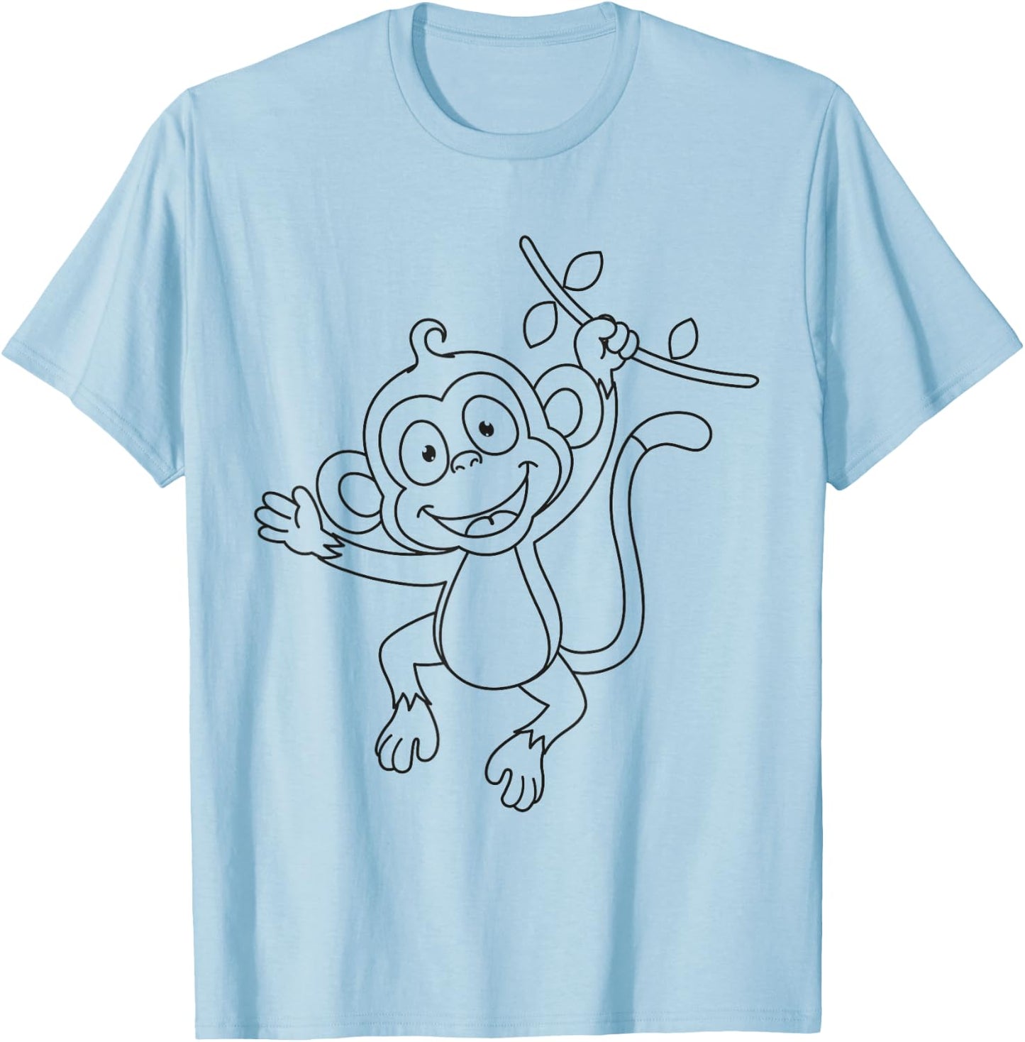 Cute monkey to paint and color in for children T-Shirt - T-Shirt | Light Blue
