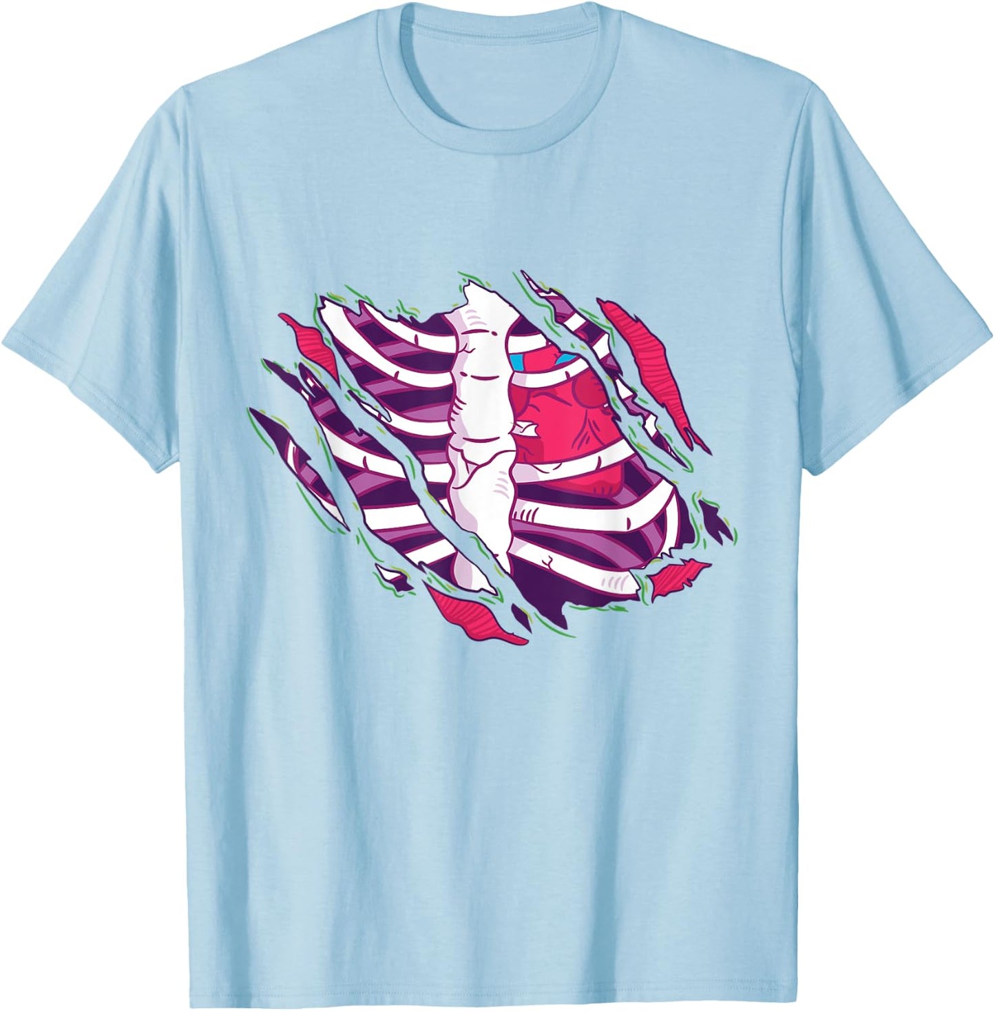 Zombie Ribcage Bones Costume T-Shirt - T-Shirt | Light Blue