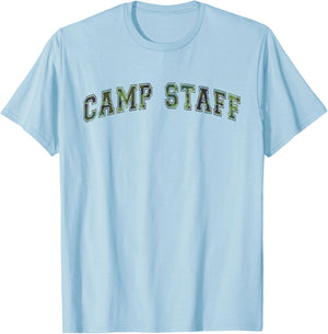 Camo CAMP STAFF Summer Campsite Host Director Team School T-Shirt - T-Shirt | Light Blue