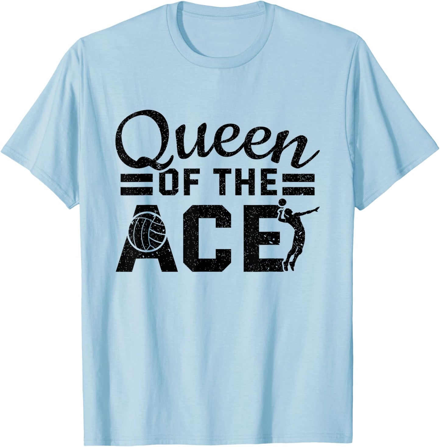 Volleyball Team Player Queen Of The Ace Women Volleyball T-Shirt - T-Shirt | Light Blue