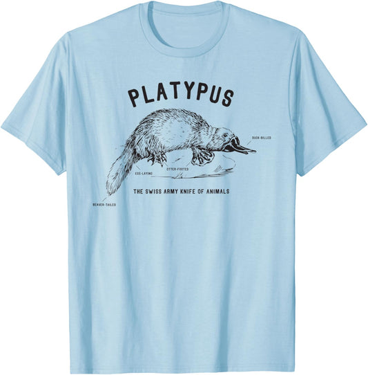Platypus Swiss Army Knife of Animals Design - Funny Gift T-Shirt - T-Shirt | Light Blue