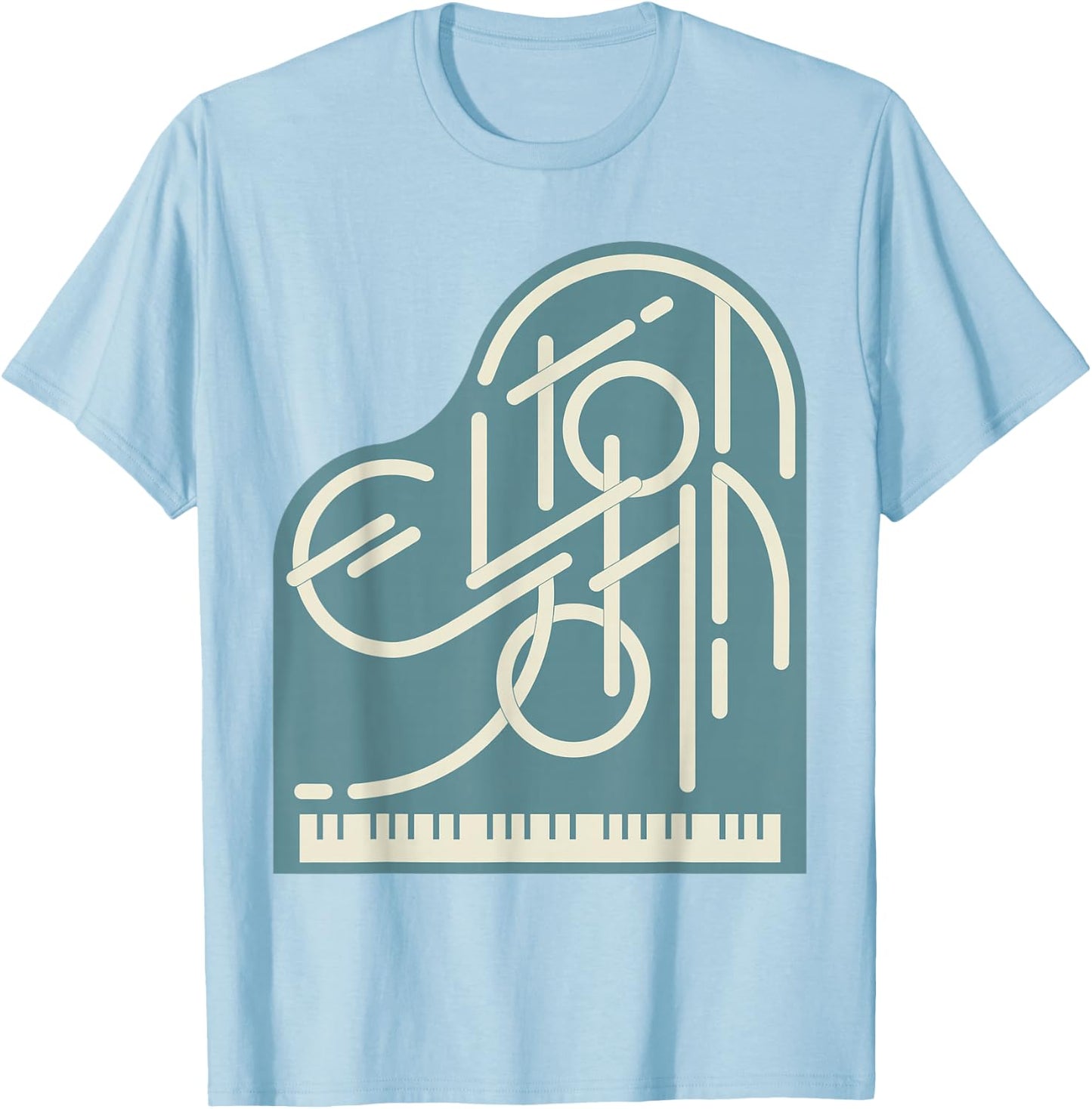 Elton John Official Piano Logo T-Shirt - T-Shirt | Light Blue