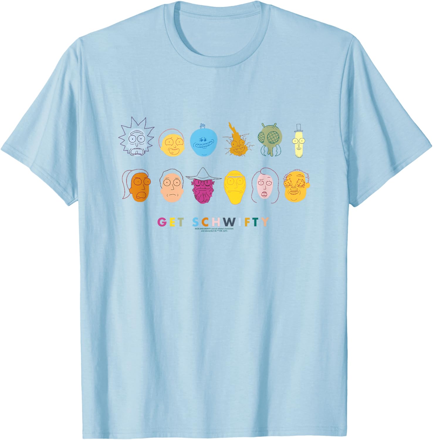 Rick and Morty Get Schwifty T-Shirt - T-Shirt | Light Blue
