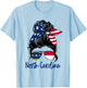 North Carolina Flag Messy bun Girl Patriotic Southern Pride T-Shirt - T-Shirt | Light Blue