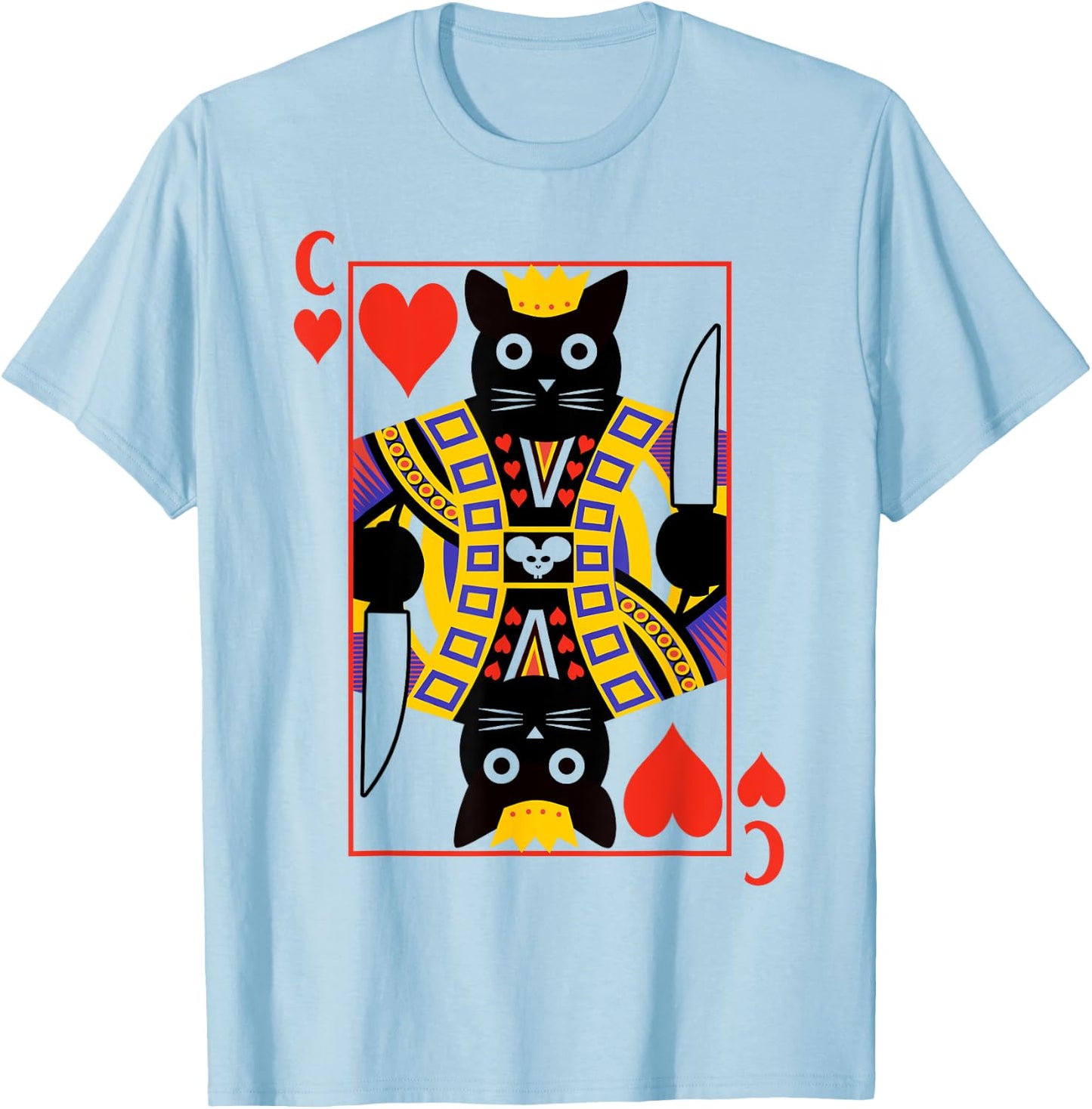 King Of Hearts Cat Poker Playing Card Women T-Shirt - T-Shirt | Light Blue