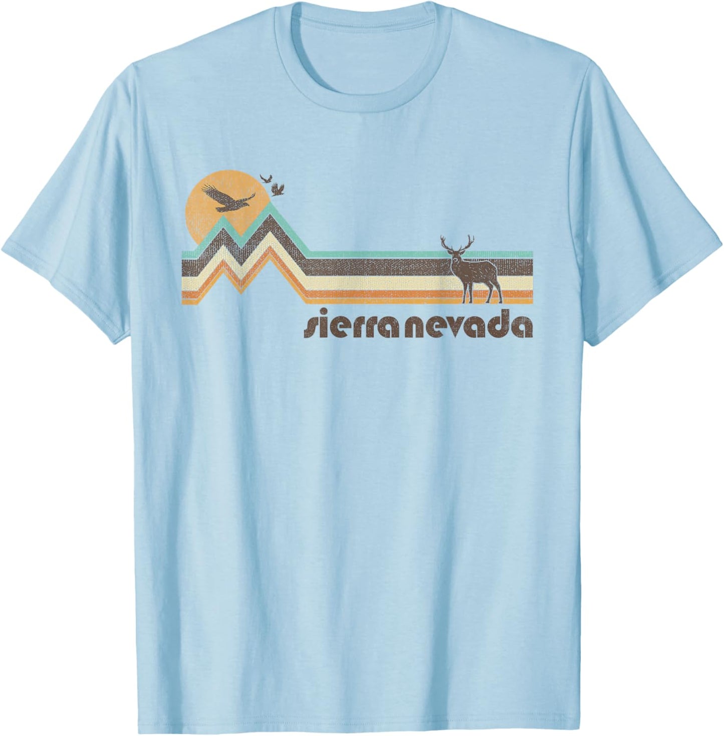 Sierra Nevada 70s 80s Retro Style Vintage Distressed Gift T-Shirt - T-Shirt | Light Blue