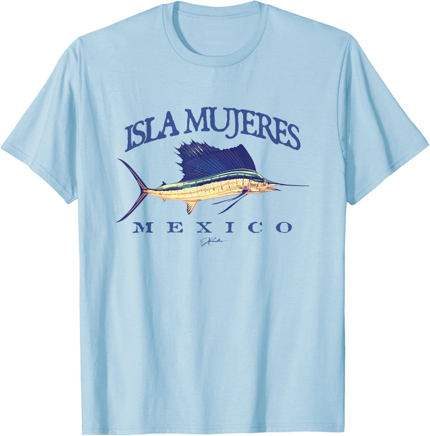 JCombs: Isla Mujeres, Mexico, Vintage Sailfish T-Shirt - T-Shirt | Light Blue