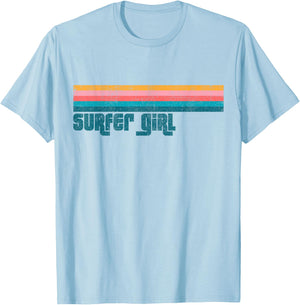 Vintage Surfer Girl Beach Summer Retro Surfing Women's Gift T-Shirt - T-Shirt | Light Blue
