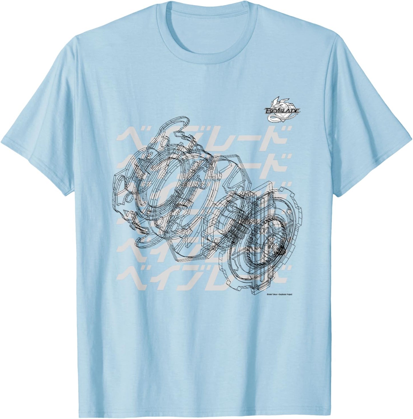 Beyblade Schematic Bey B&w T-Shirt - T-Shirt | Light Blue
