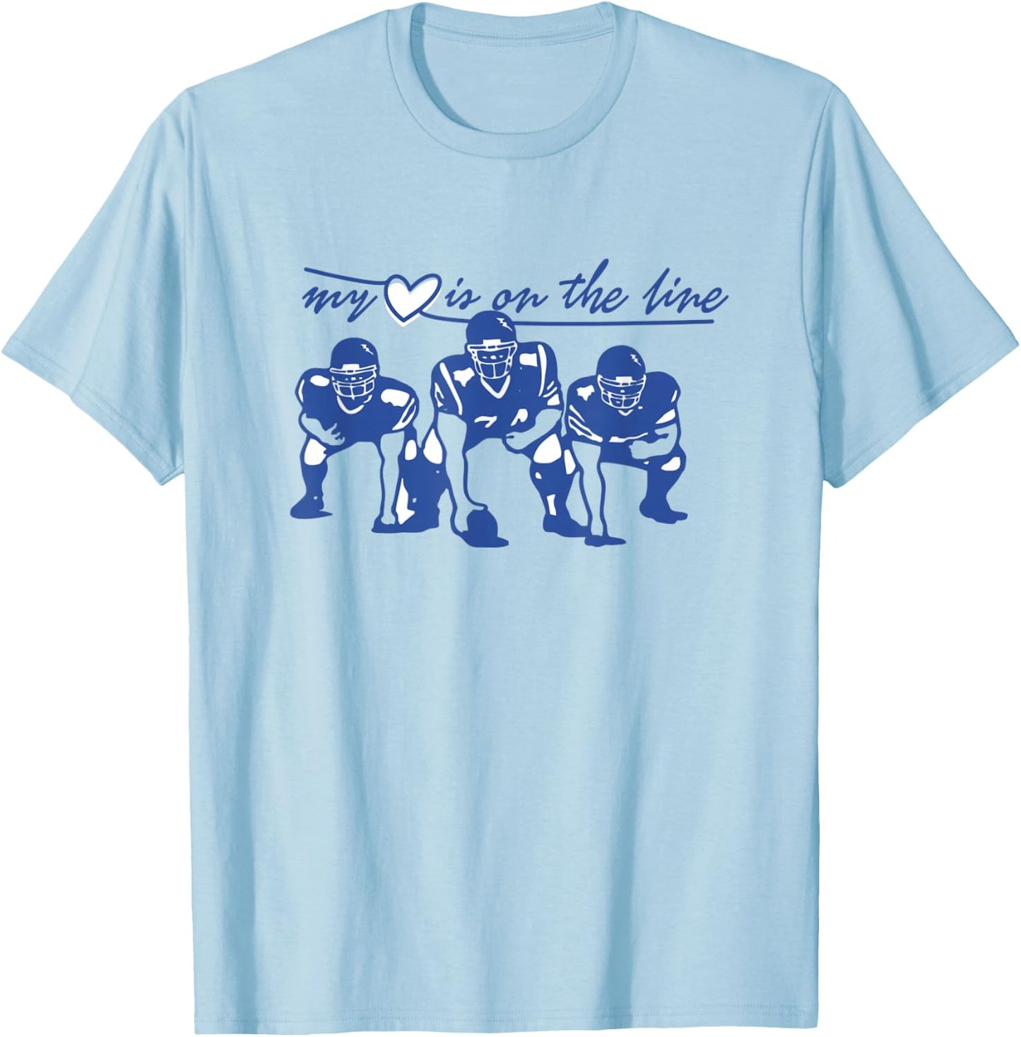 Football My heart Is On The Line offensive Lineman T-Shirt - T-Shirt | Light Blue