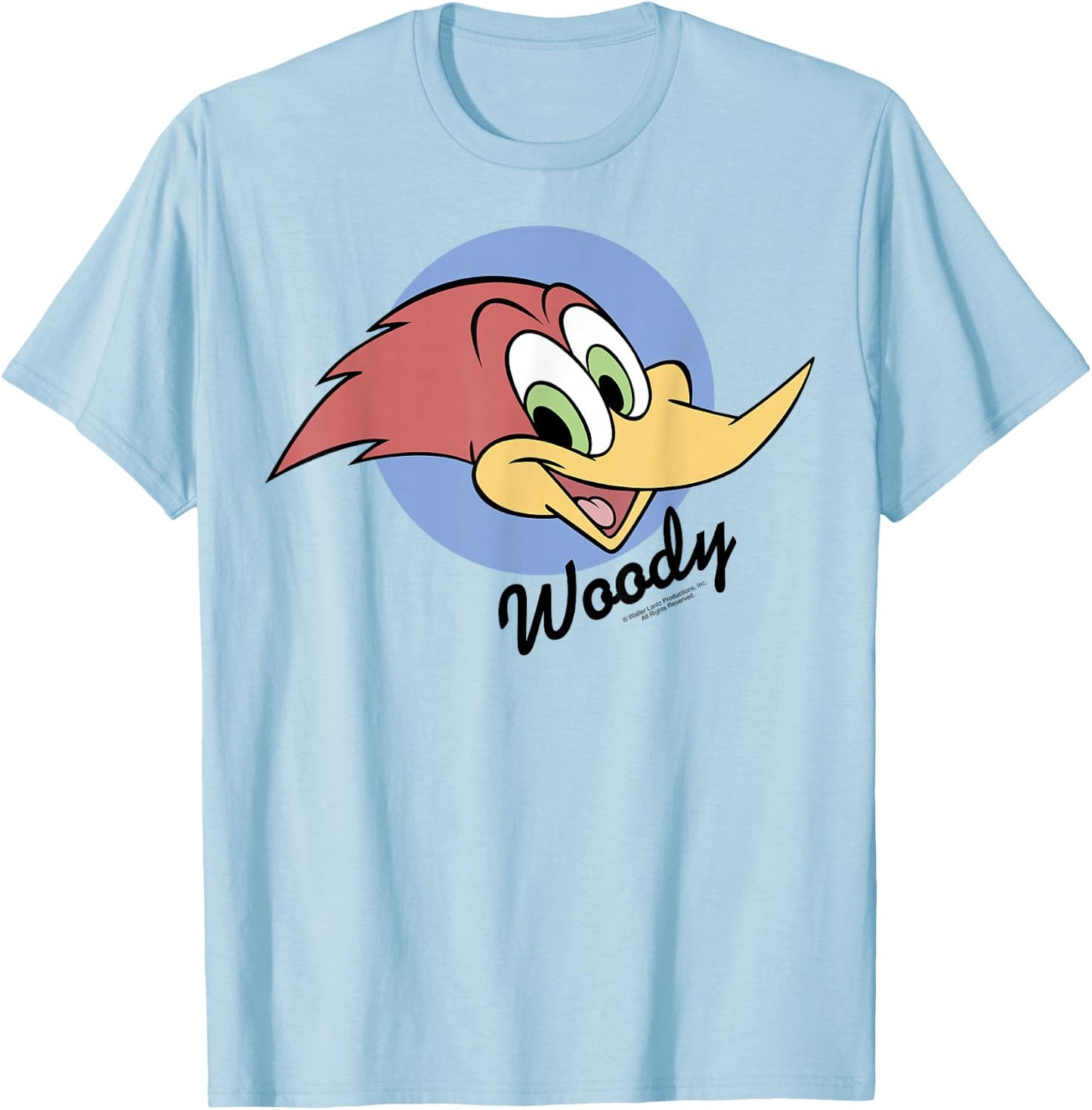 Woody Woodpecker Face Circle Logo T-Shirt - T-Shirt | Light Blue