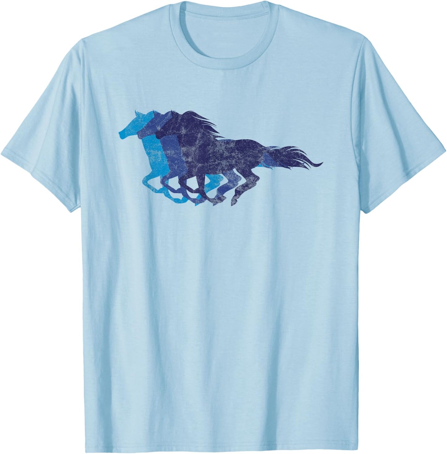 Blue Horse Racing Silhouette Shirt Equitation T-Shirt - T-Shirt | Light Blue