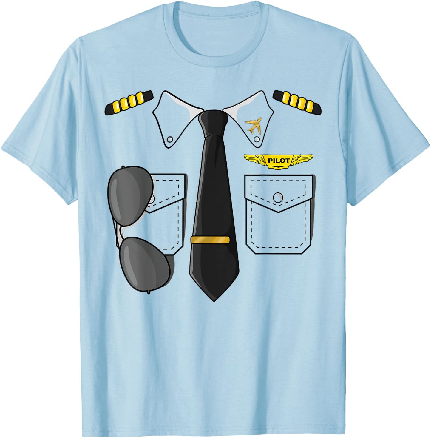 Airplane Airline Pilot Costume Kids Dress Up Halloween T-Shirt - T-Shirt | Light Blue