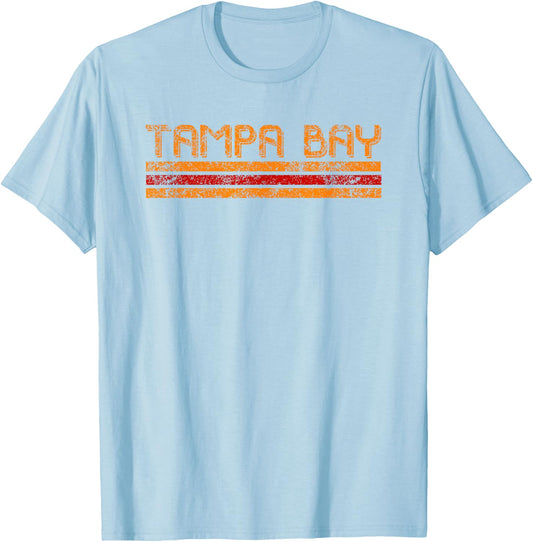 Tampa Bay Florida Retro Vintage Weathered Throwback T-Shirt - T-Shirt | Light Blue