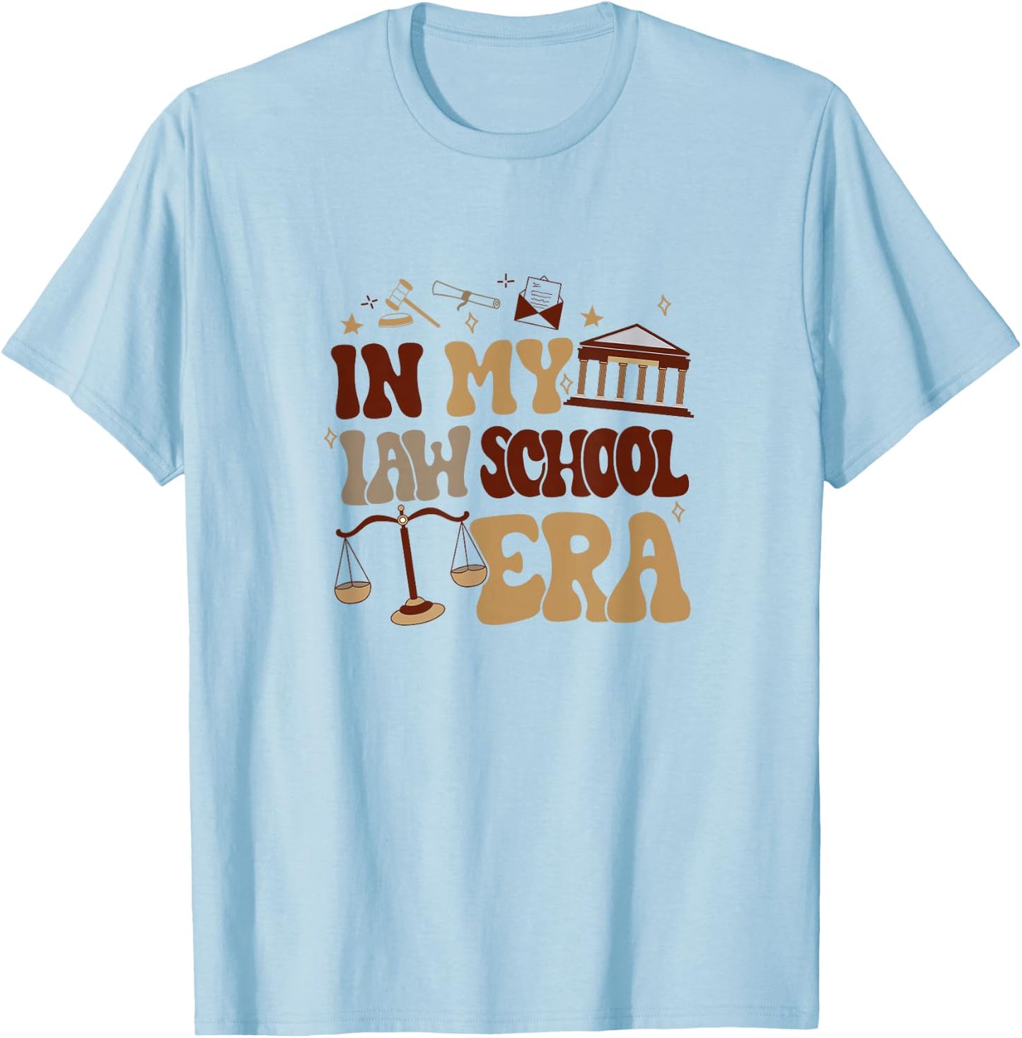 In My Law School Era Groovy Future Lawyer Student School T-Shirt - T-Shirt | Light Blue