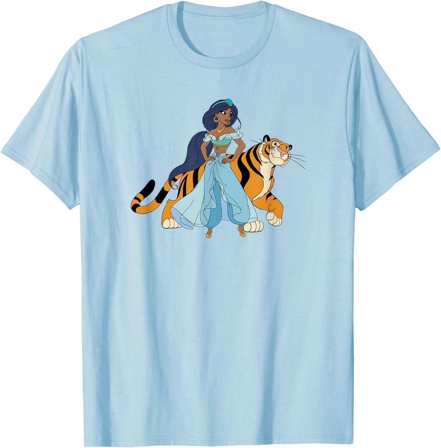 Disney Aladdin Jasmine And Rajah Tiger Pose T-Shirt - T-Shirt | Light Blue