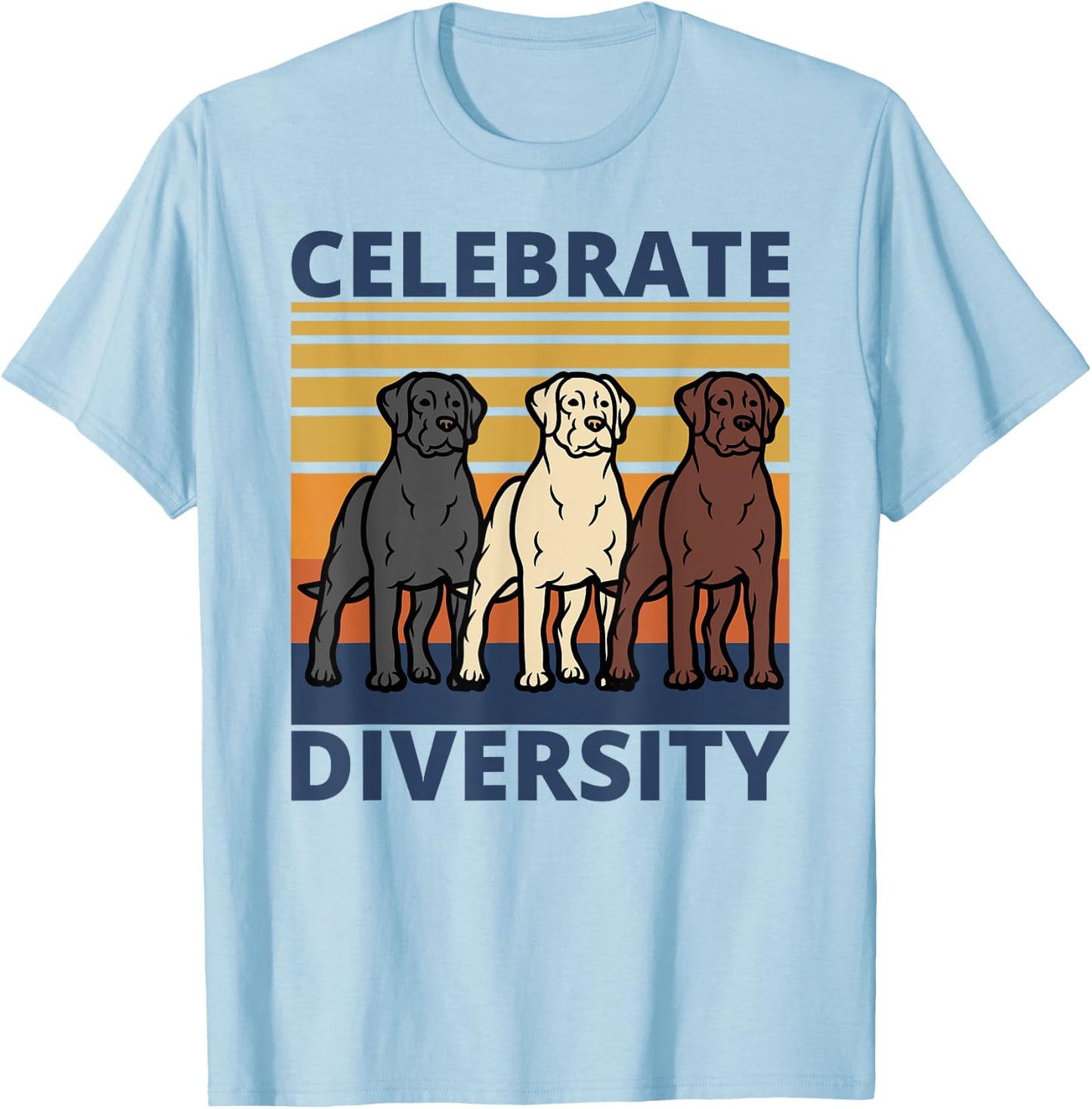 Black Yellow Chocolate Lab Celebrate Diversity Labrador T-Shirt - T-Shirt | Light Blue