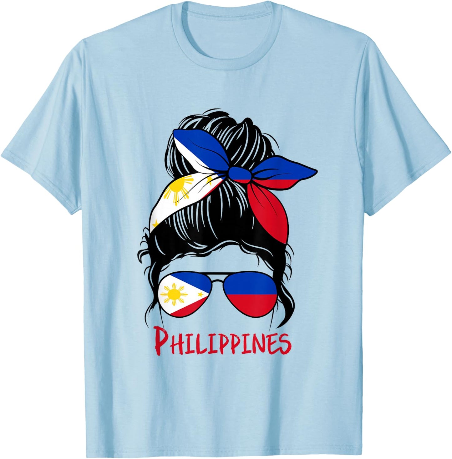 Filipino Girl Filipina Pinay Girl Philippines Woman Flag T-Shirt - T-Shirt | Light Blue