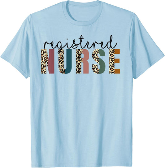 Leopard Nurse RN LPN for Registered Nurse Nurse's Day T-Shirt - T-Shirt | Light Blue