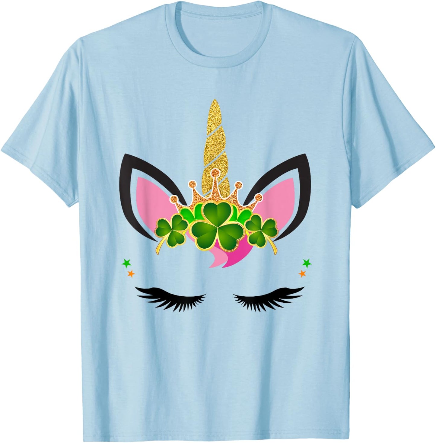 Unicorn Clover Leaf Unicorn Girl St Patricks Day T-Shirt - T-Shirt | Light Blue
