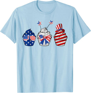 Red White Blue Cupcake Baking Lover 4th Of July Gifts T-Shirt - T-Shirt | Light Blue