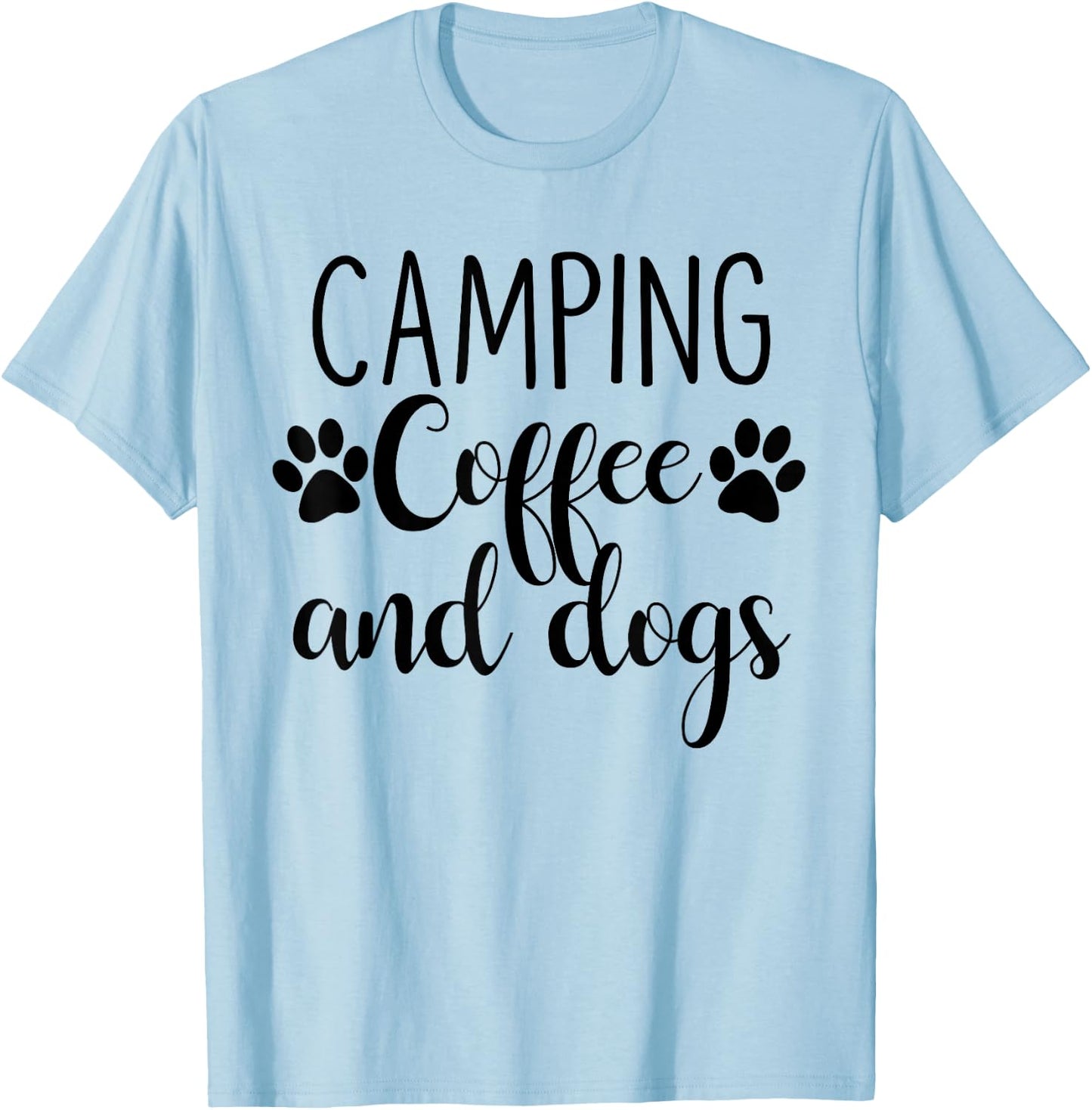 Camping Coffee And Dogs T-Shirt - T-Shirt | Light Blue