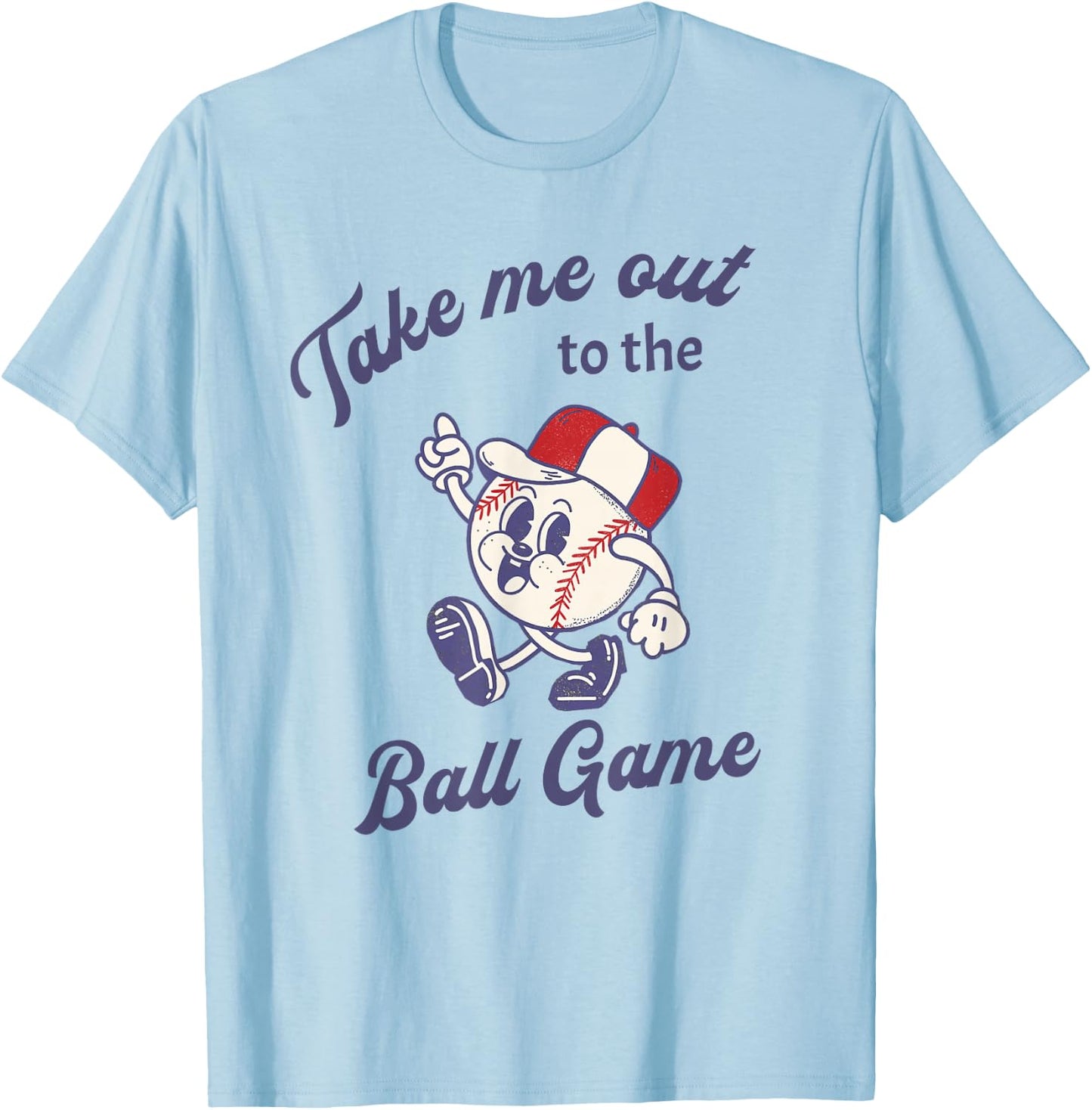 Take Me Out to The Baseball Ball Game Softball Vintage T-Shirt - T-Shirt | Light Blue