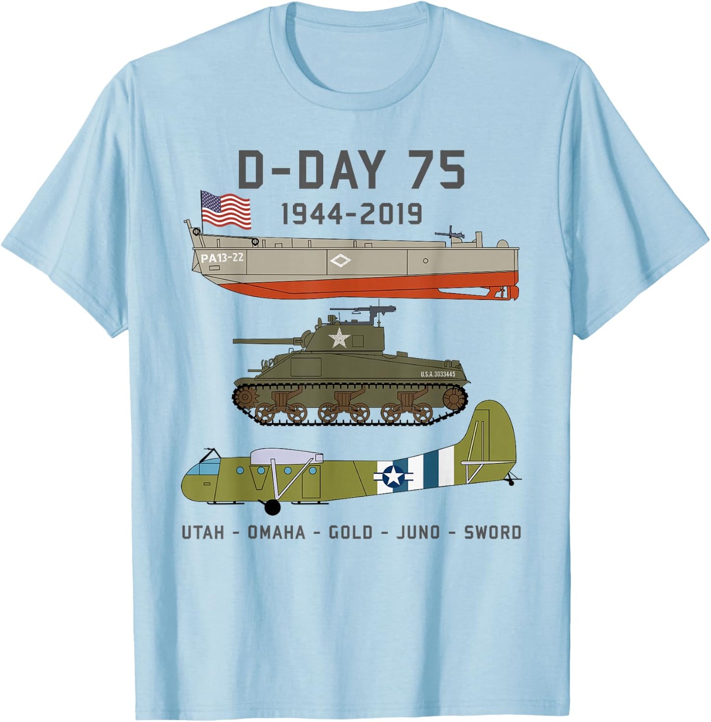 D-Day Normandy Landings WW2 75th Anniversary T Shirt Gift T-Shirt - T-Shirt | Light Blue