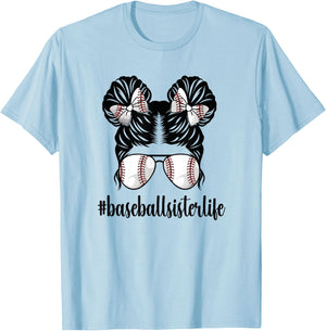 Proud Baseball Sister Of A Baseball Player Little Sis T-Shirt - T-Shirt | Light Blue
