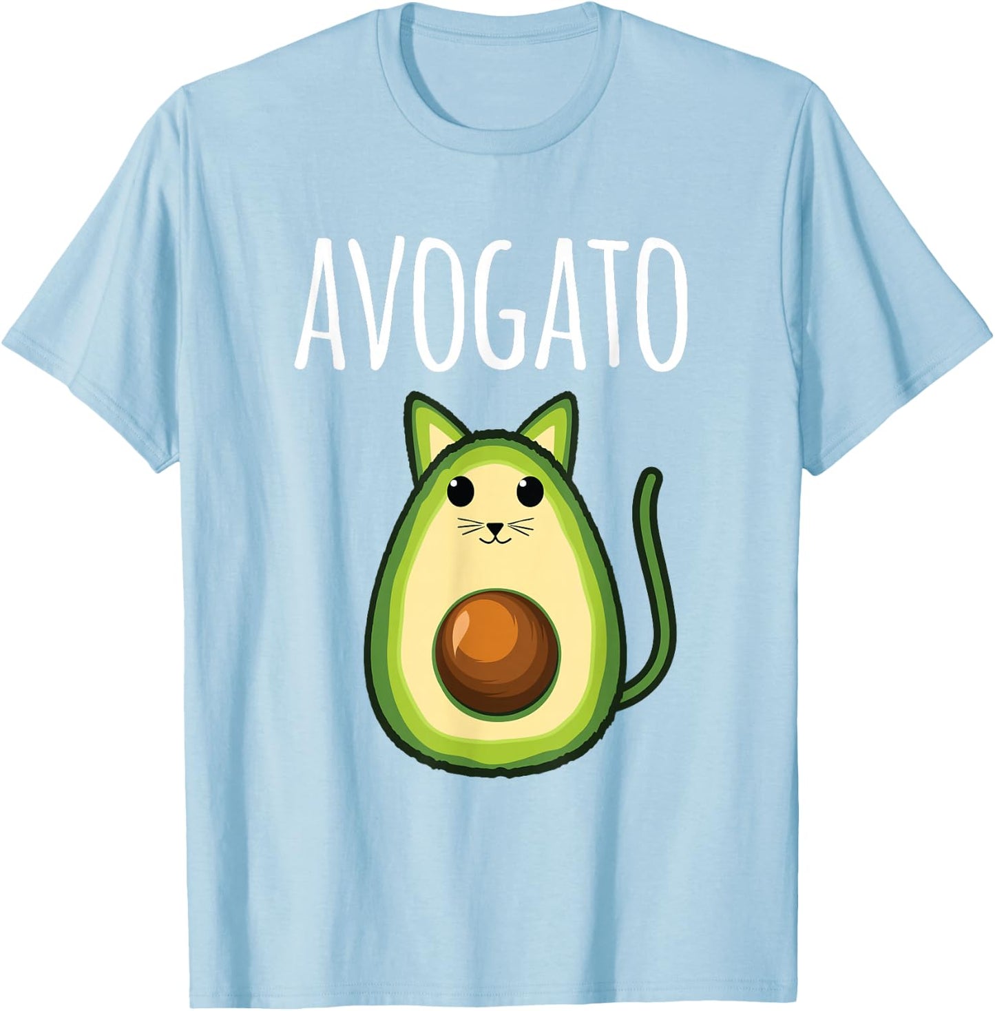 Avogato Shirt Women Girls Cute Avocado Cat Funny T-Shirt - T-Shirt | Light Blue