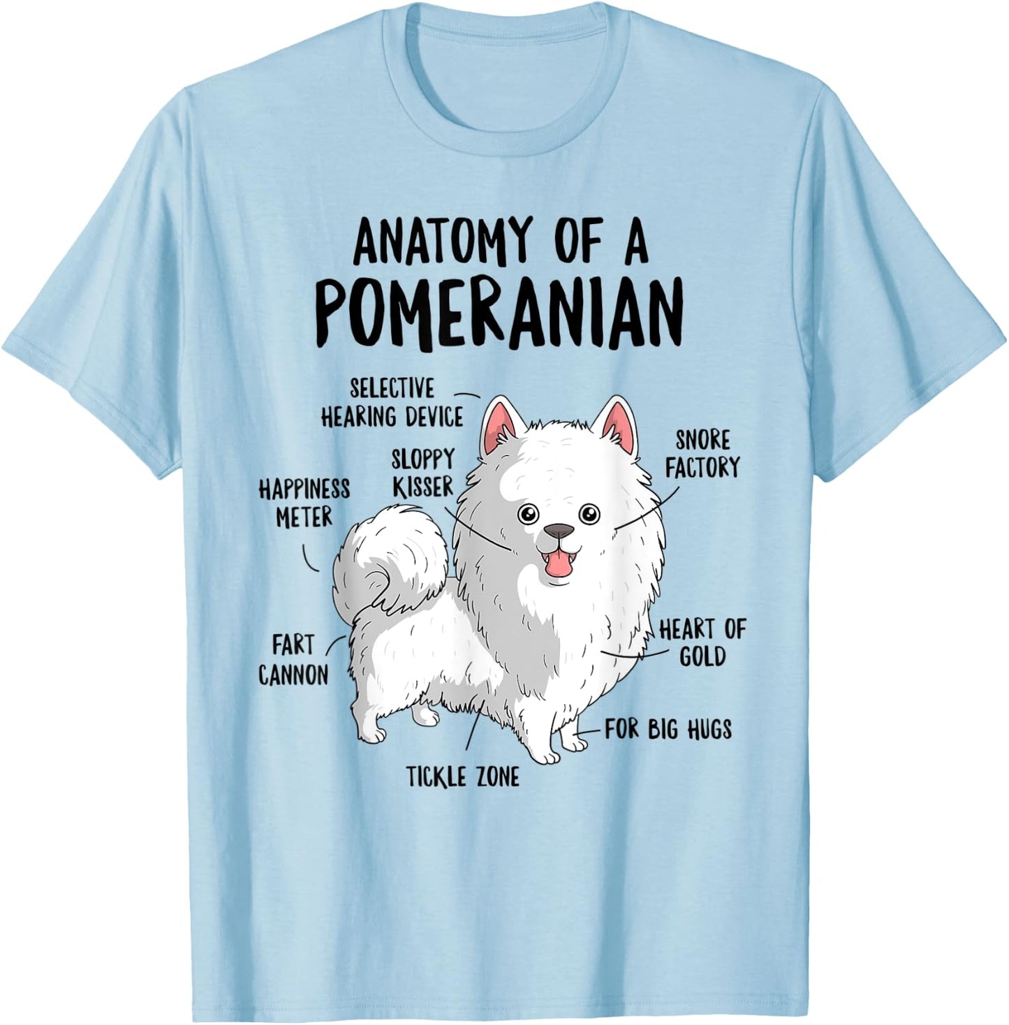 Anatomy of A Pomeranian Dog Owner Pom Puppy Funny Cute T-Shirt - T-Shirt | Light Blue