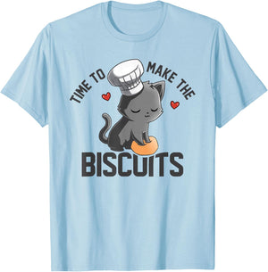 Time To Make The Biscuits Kneading Dough Kitten T-Shirt - T-Shirt | Light Blue