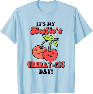 Cherry Birthday Greeting Fruit Lover Celebration Bday T-Shirt - T-Shirt | Light Blue