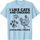 I Like Cats And Chickens And Maybe 3 People Funny Gift T-Shirt - T-Shirt | Light Blue
