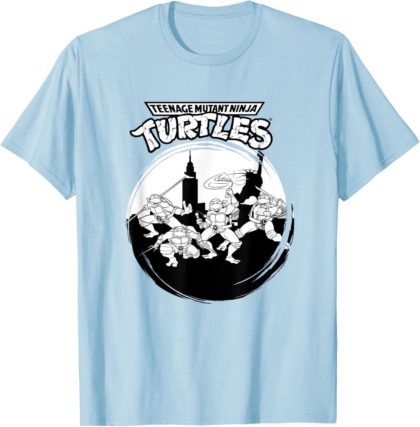 Mademark x Teenage Mutant Ninja Turtles - Original Teenage Mutant Ninja Turtles Black White New York T-Shirt - T-Shirt | Light Blue