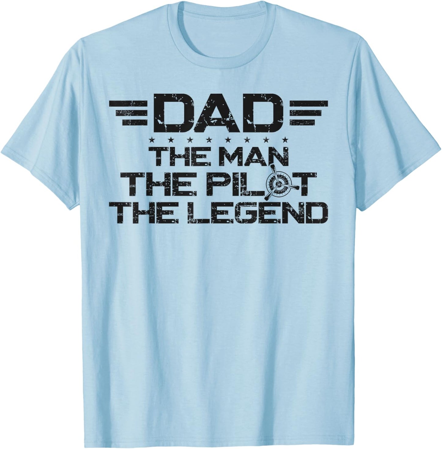 Airplane Pilot Dad Father Vintage Retro Dad The Man The T-Shirt - T-Shirt | Light Blue