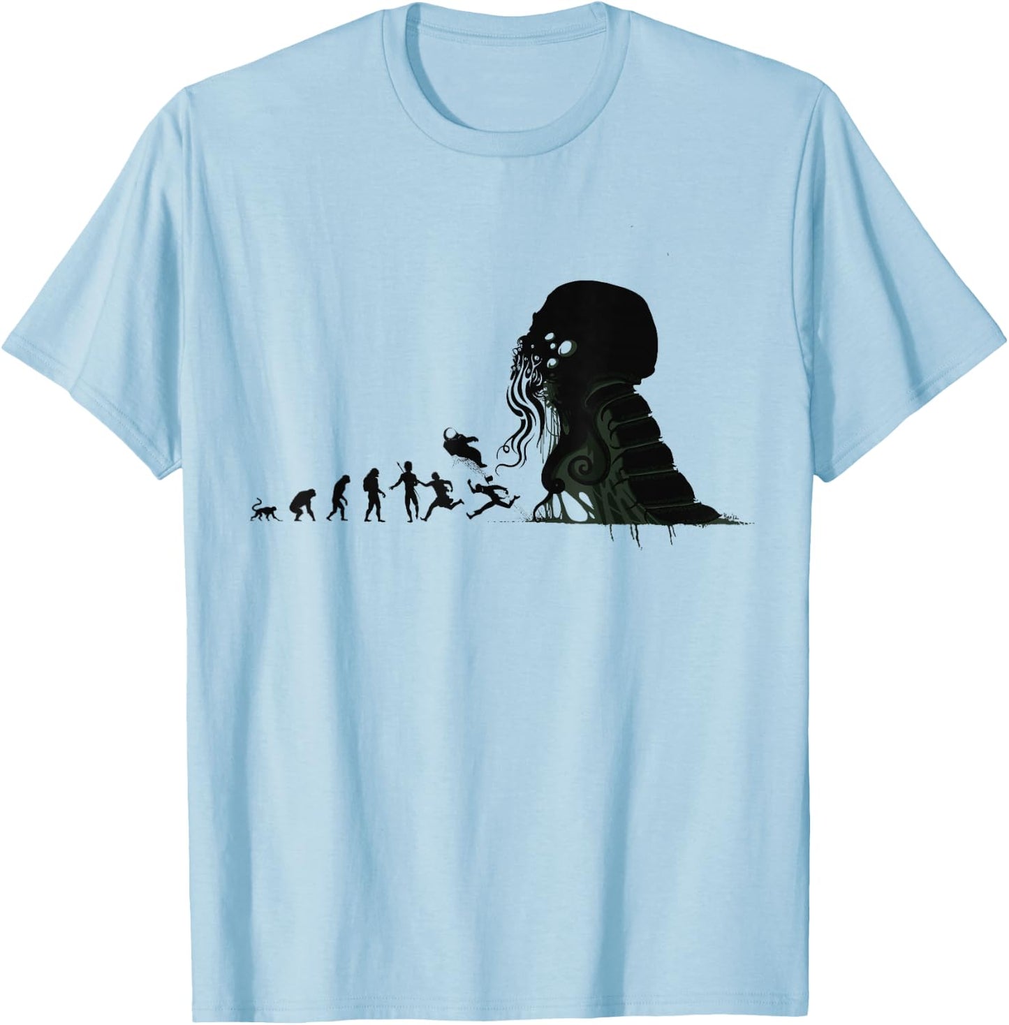 Call of Cthulhu Lovecraftian Evolution Sci-Fi Necronomicon T-Shirt - T-Shirt | Light Blue